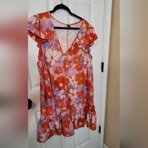 Floral Ruffle Sleeve Dress